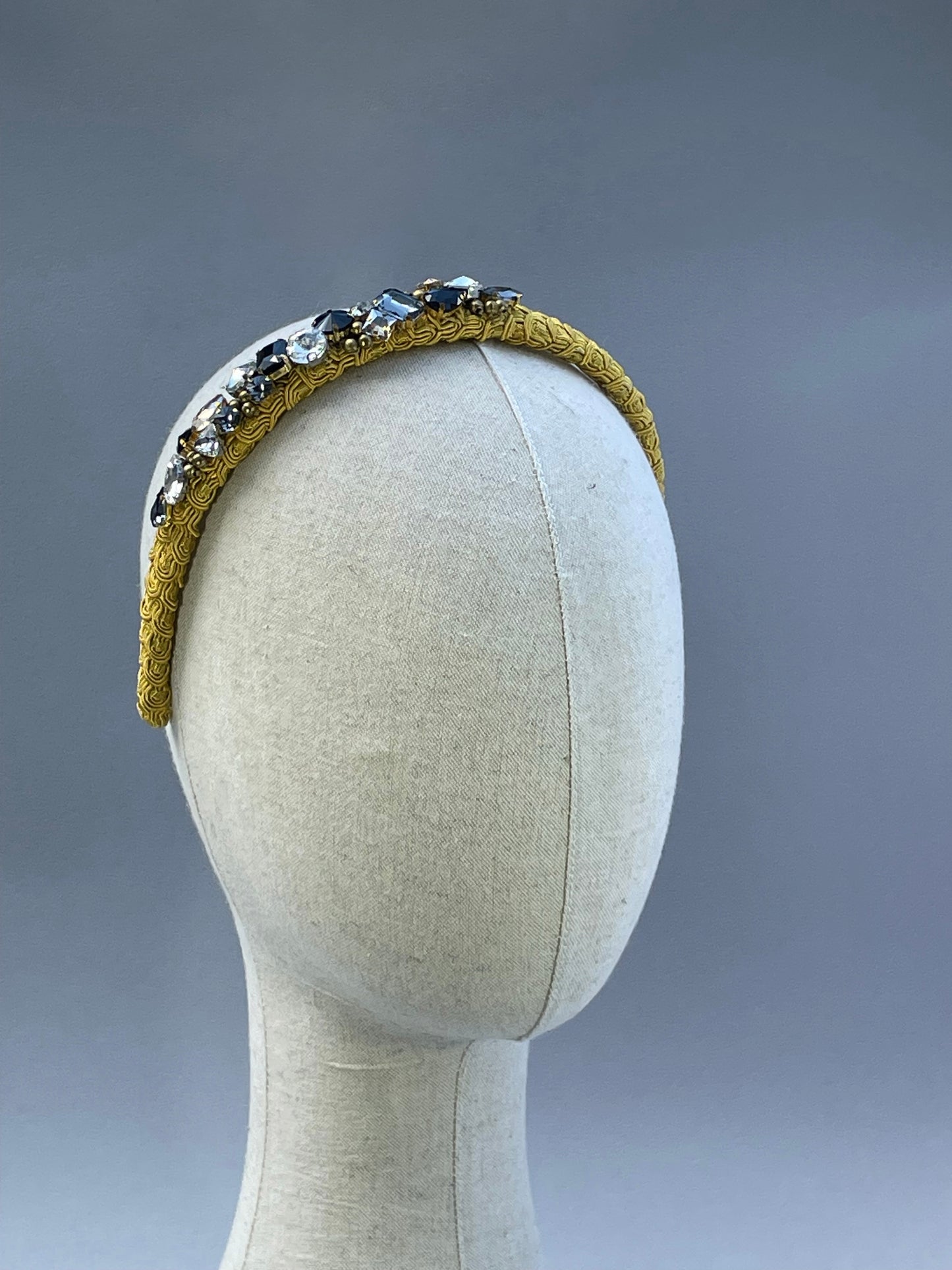 Antique gold braid jewelled slim headband