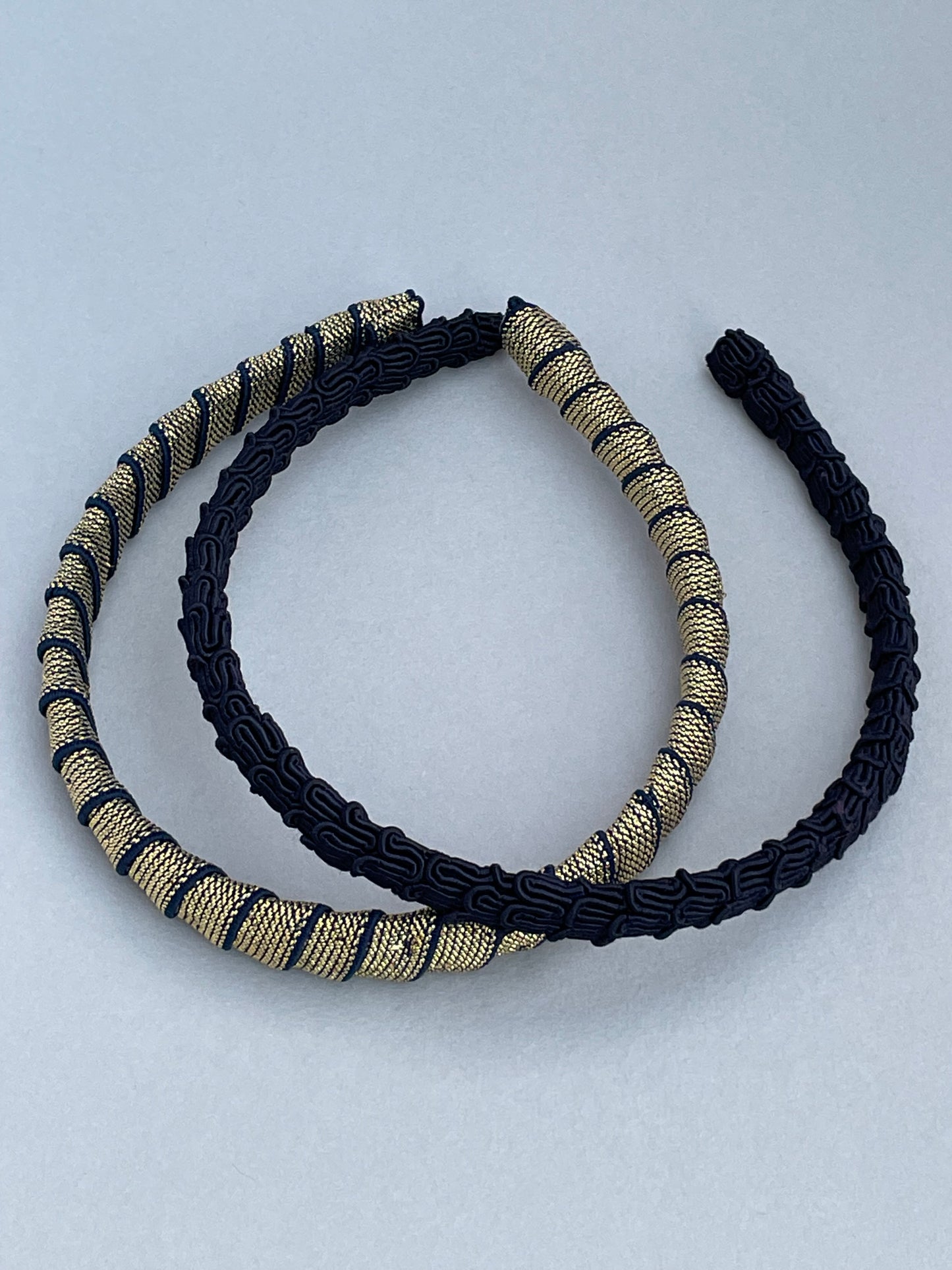 Navy and gold mix slim headband duo