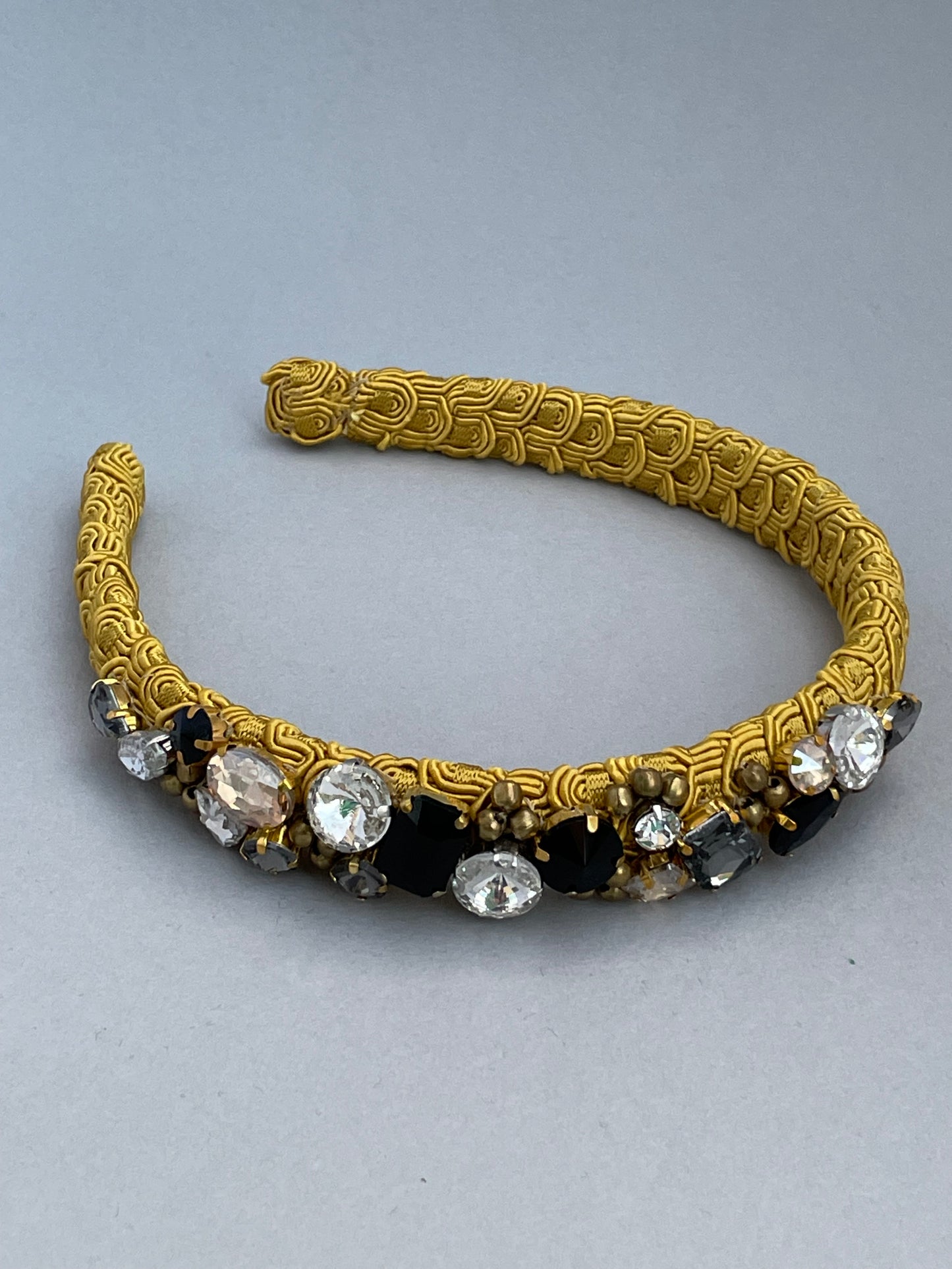 Antique gold braid jewelled slim headband