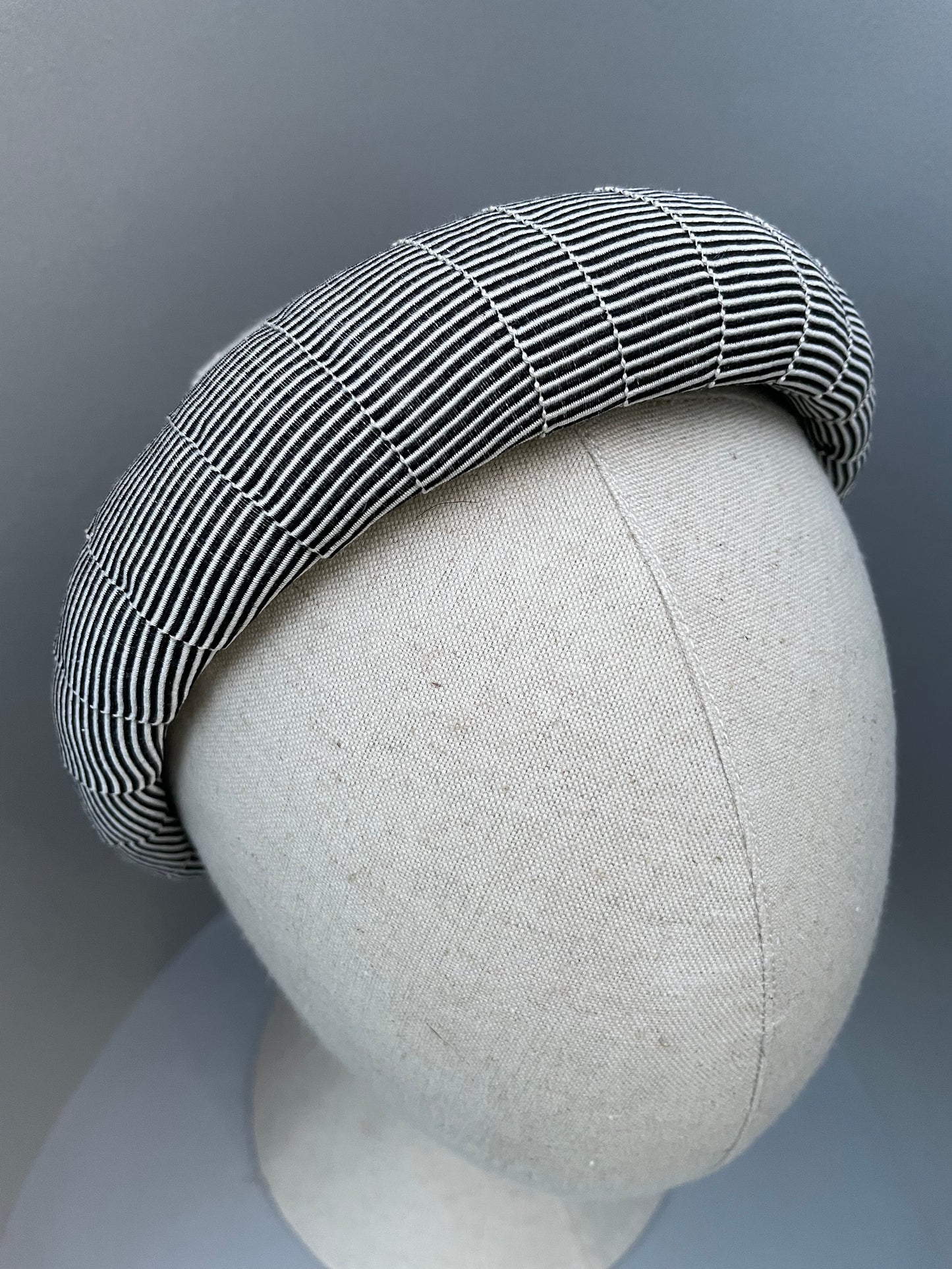 Black and white stripe large padded headband