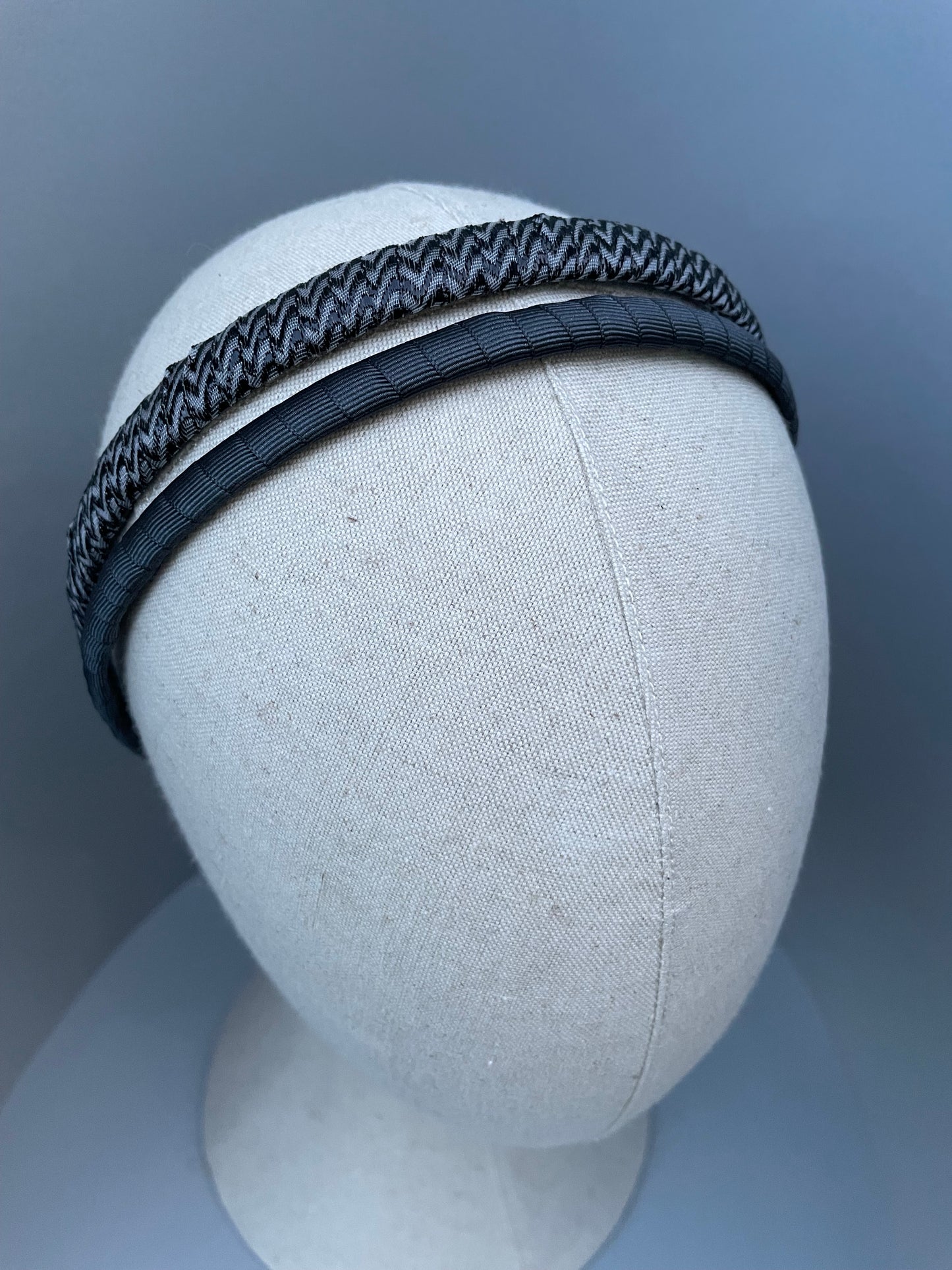 Grey and black metallic mix slim headband duo