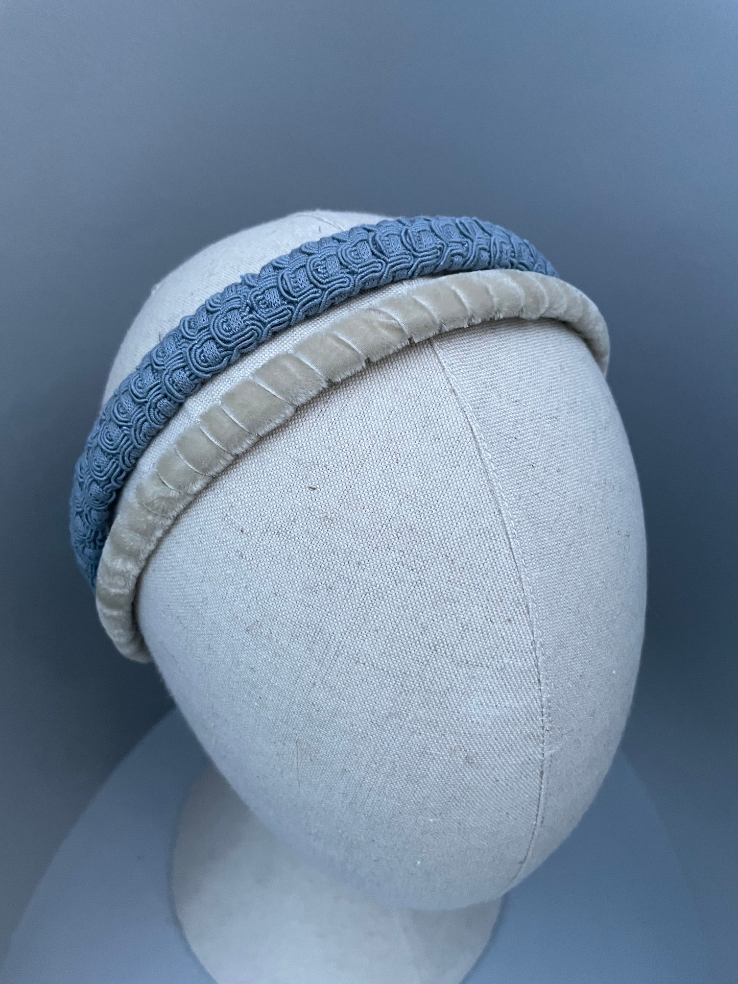 Soft blue and taupe mix slim headband duo